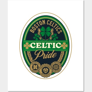 Celtics Pride: Black T-Shirt Posters and Art